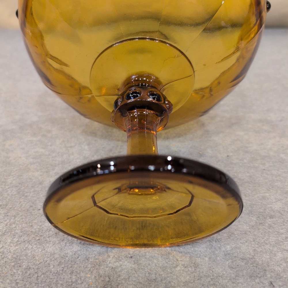Indiana Glass‎ Amber Teardrop Garland Pedestal Compote Scalloped Candy Dish - Picture 7 of 8